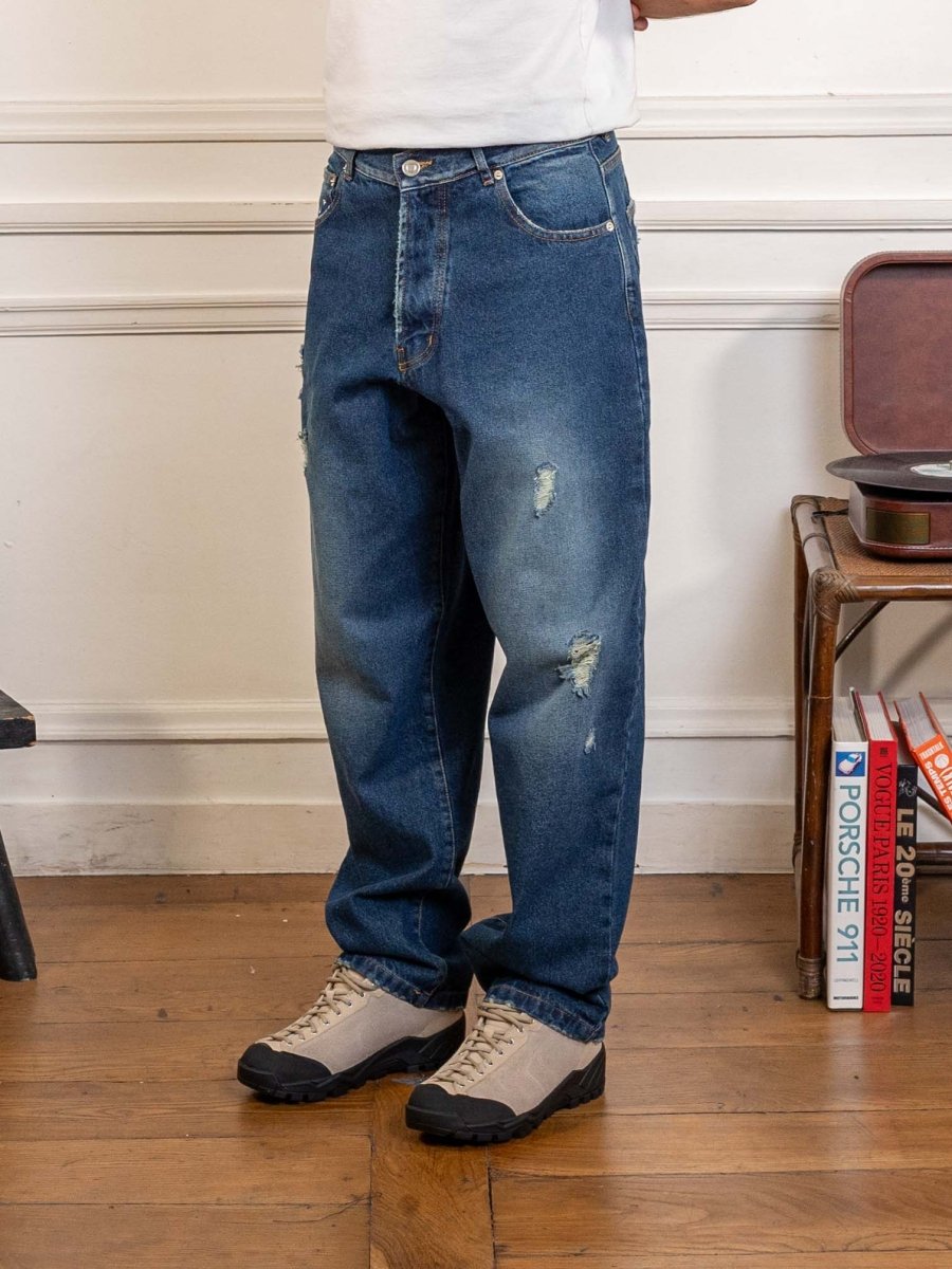 drs denim pant - distressed denim