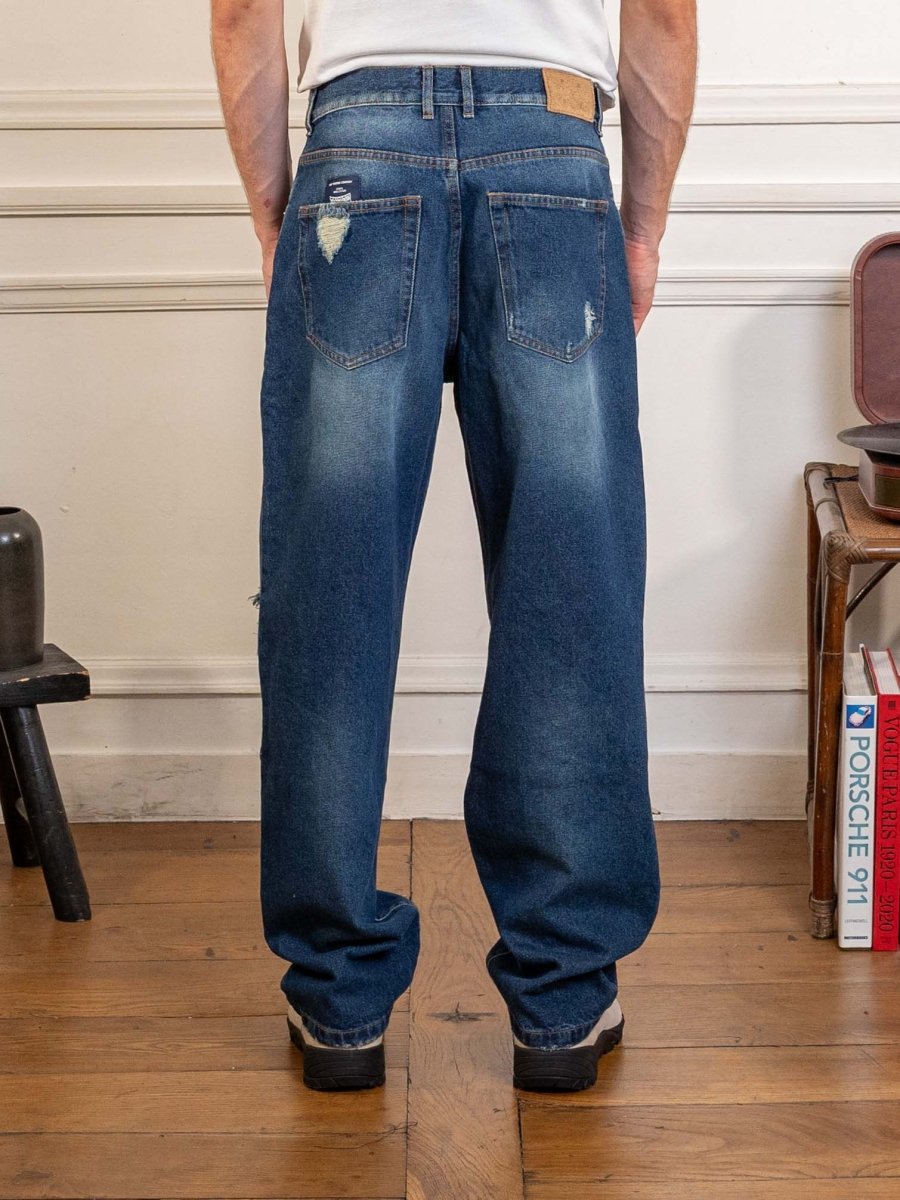 drs denim pant - distressed denim