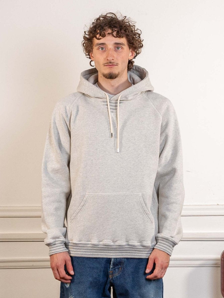 logo hooded sweat - heather off white