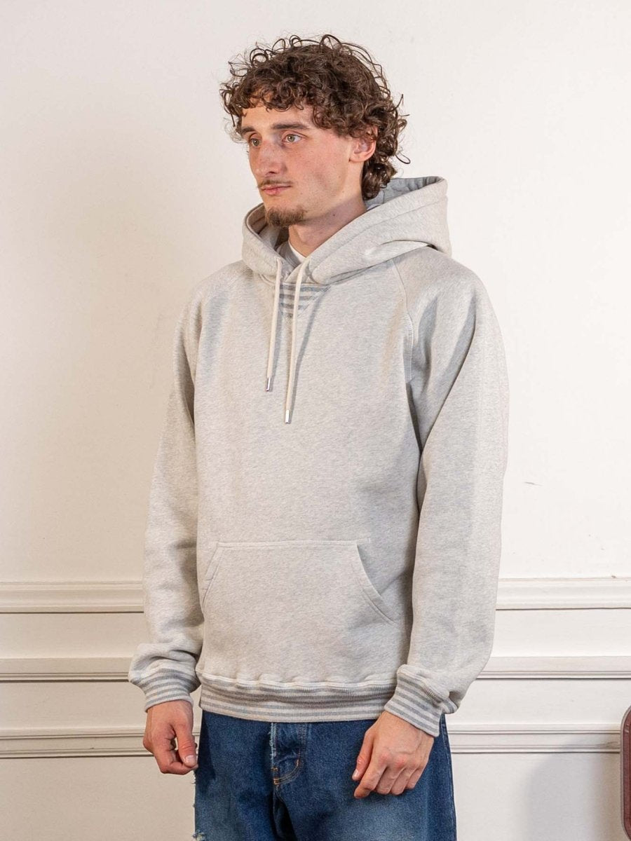 logo hooded sweat - heather off white