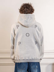 logo hooded sweat - heather off white
