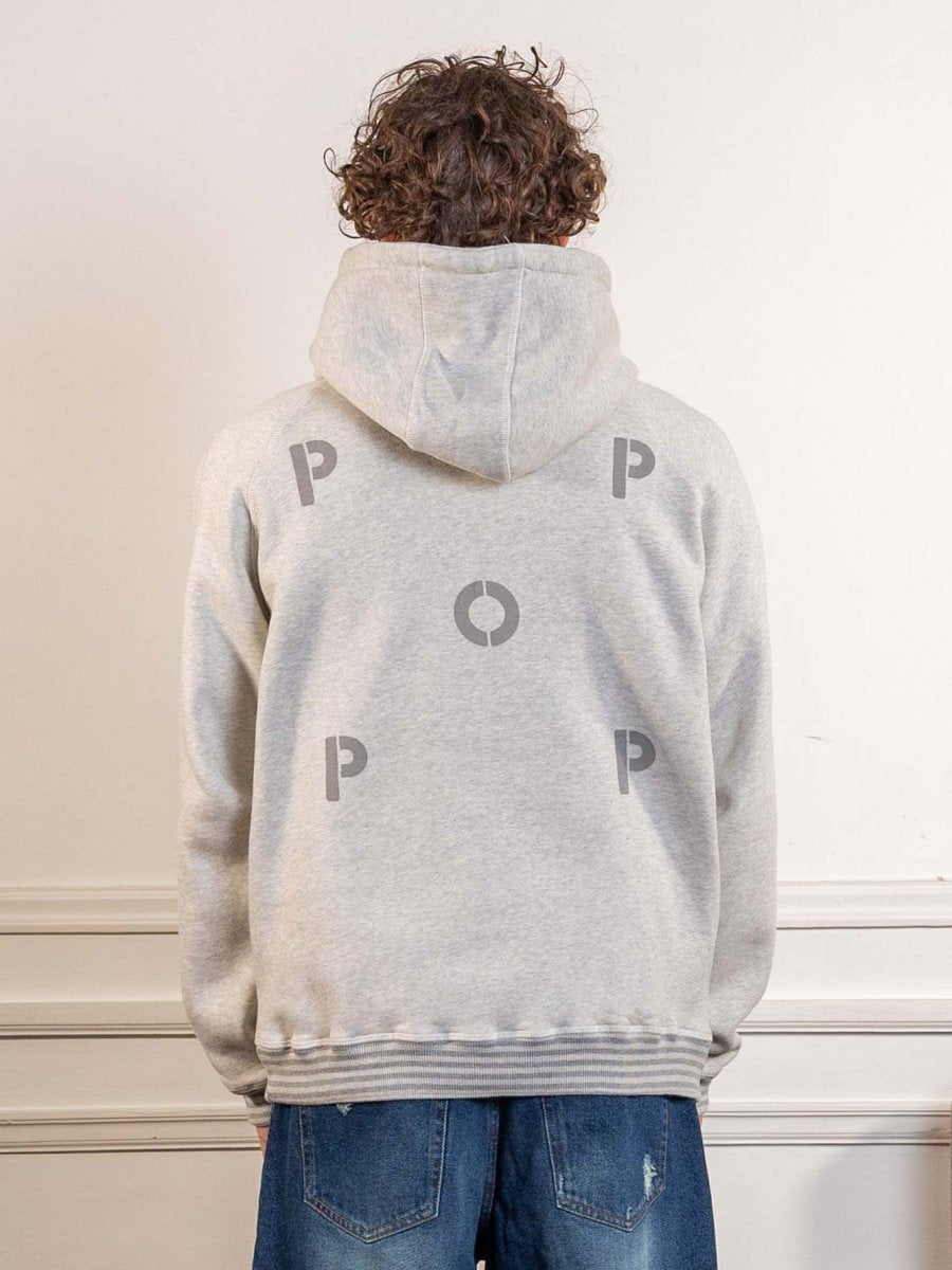 logo hooded sweat - heather off white
