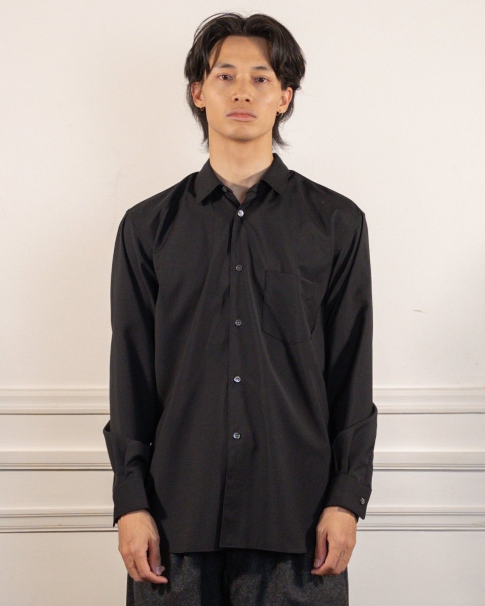 MENS SHIRT WOVEN WOOL - BLACK