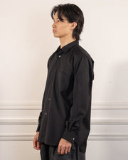 MENS SHIRT WOVEN WOOL - BLACK