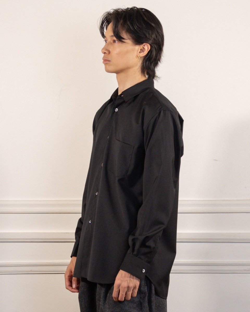 MENS SHIRT WOVEN WOOL - BLACK