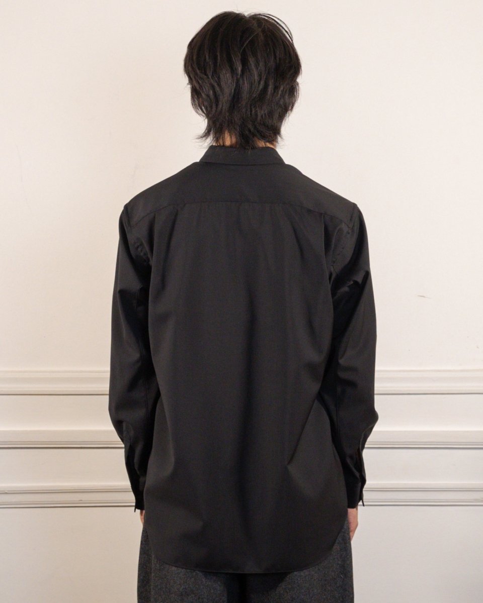 MENS SHIRT WOVEN WOOL - BLACK