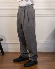 Double Pleats Flannel Pants - Grey Mel