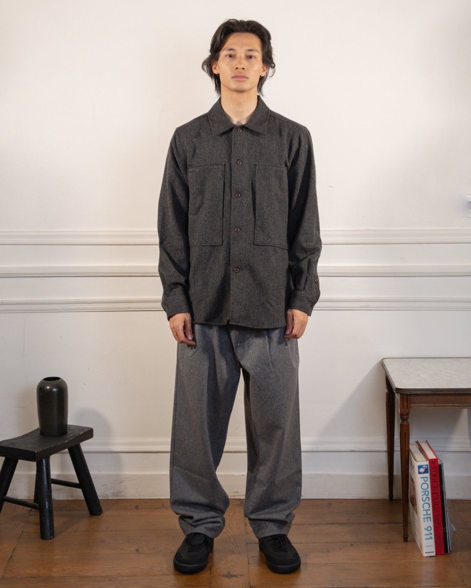 Delivery Wool Overshirt - Dark Grey Mel