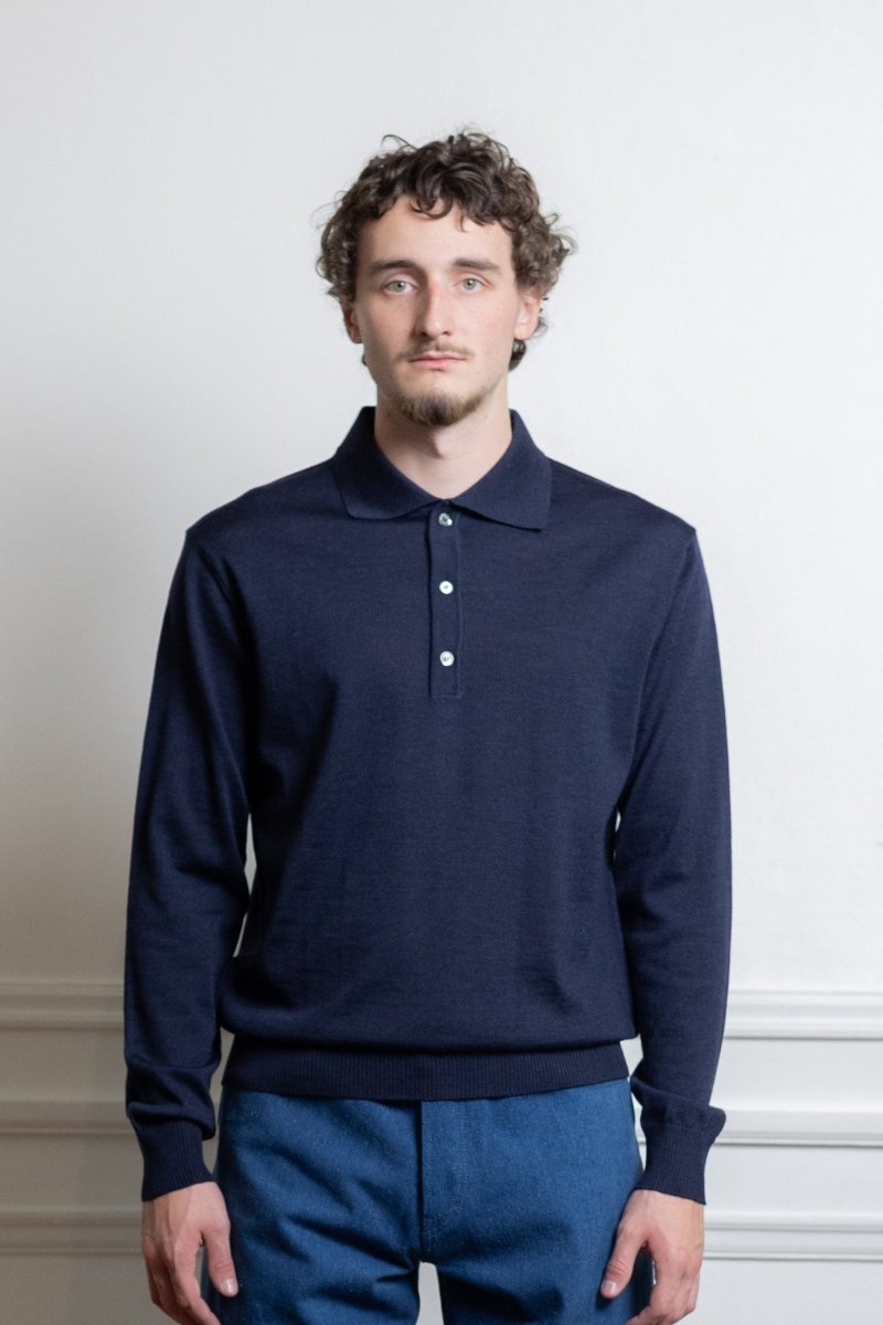 Polo Another Aspect Polo Shirt 2.0 navy détail boutons nacre
Image — photo 2