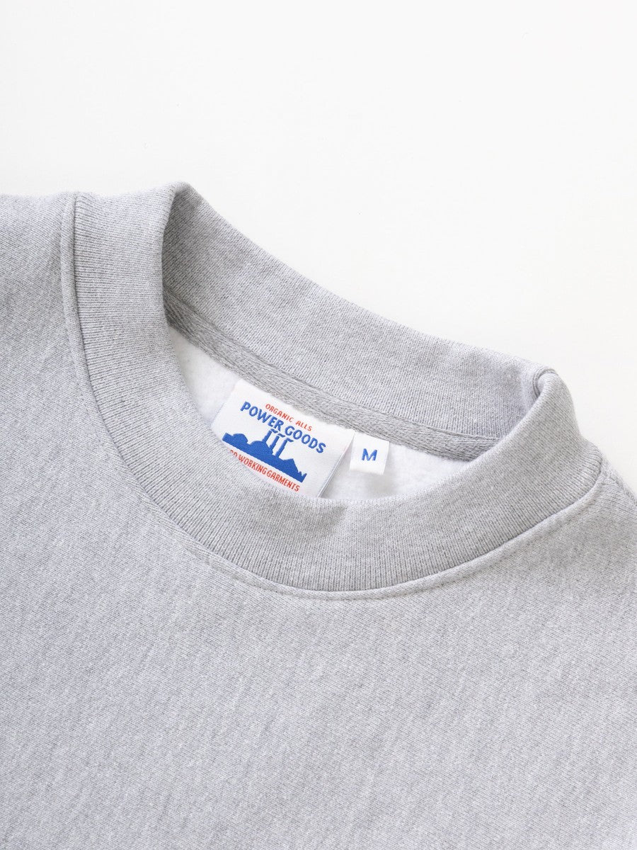 Super Weight Crewneck Power Goods heather grey, détail encolure
