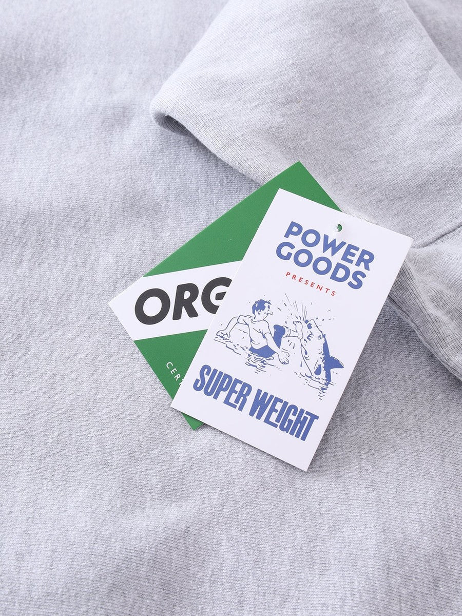 Super Weight Crewneck Power Goods heather grey, hangtag Super Weight