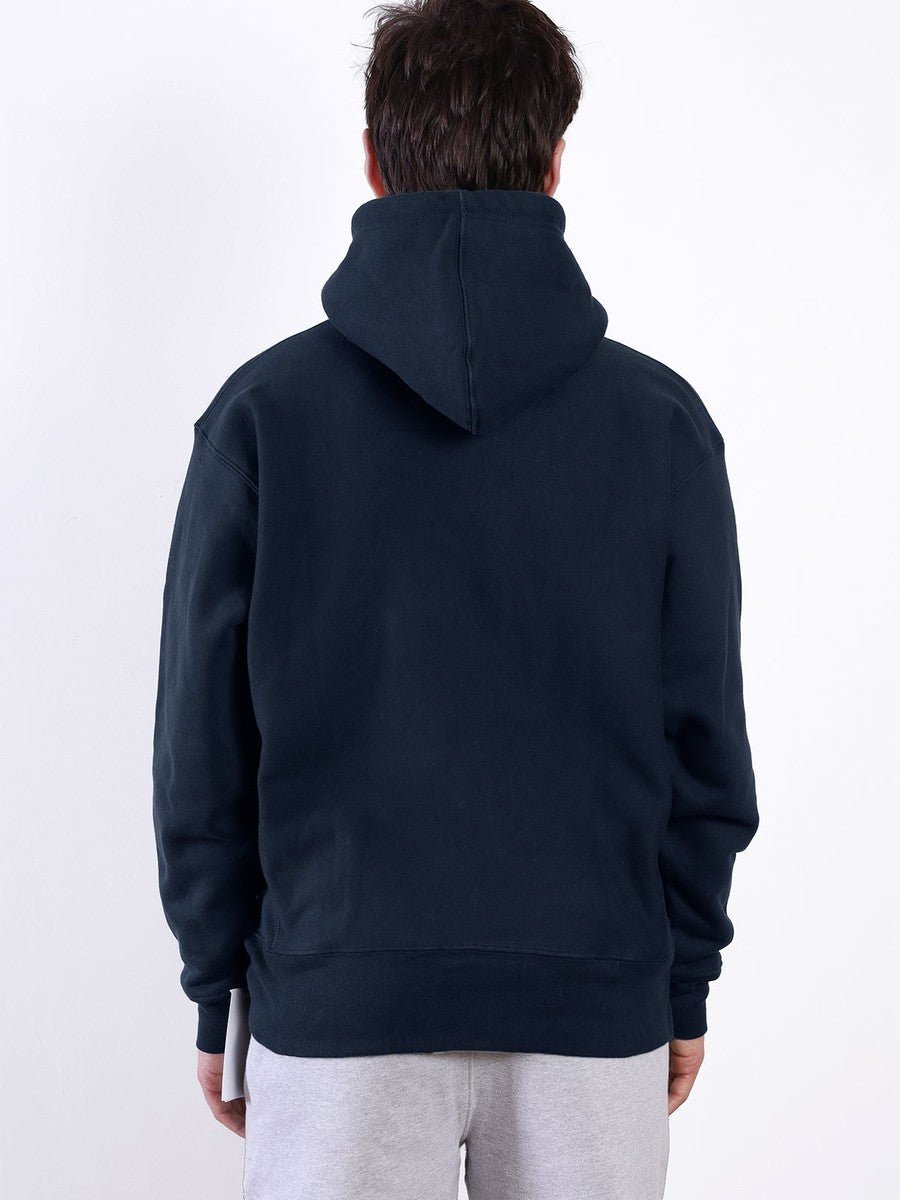 Super Weight Hoodie Power Goods navy, porté, vue de dos