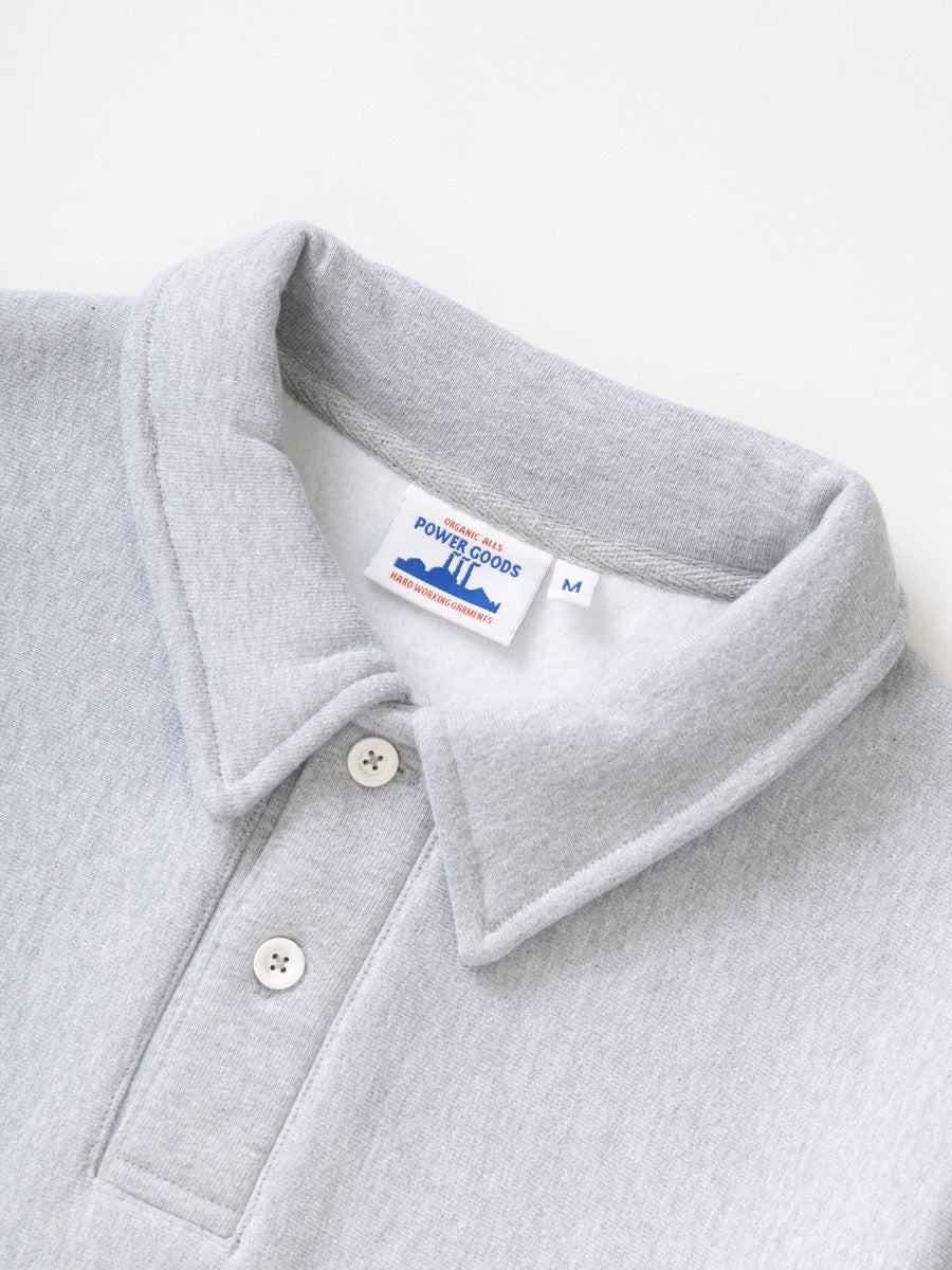 Super Weight Rugby Power Goods heather grey, détail col et boutons