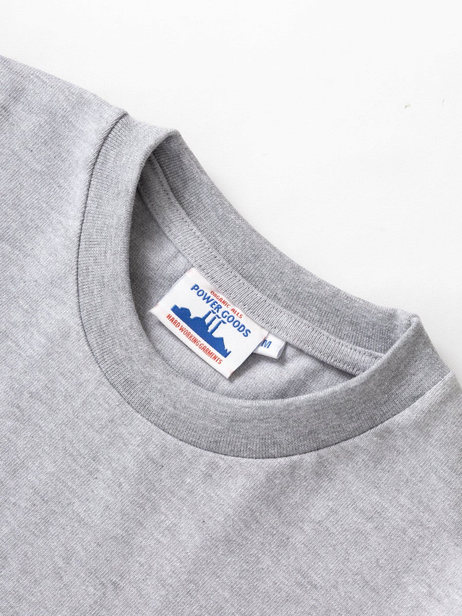 Super Weight T-Shirt Power Goods heather grey, détail étiquette