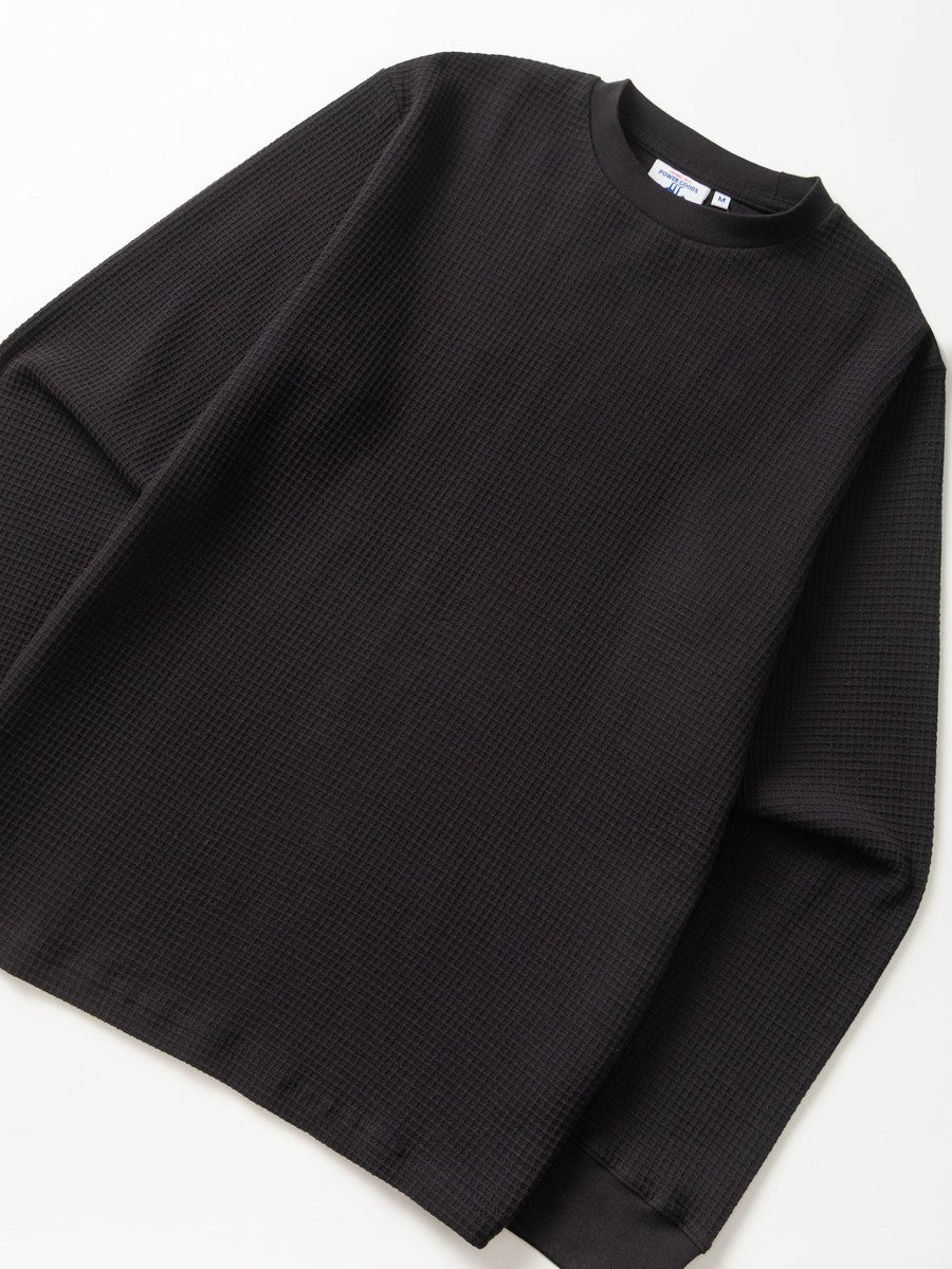Thermal Waffle Long Sleeve Tee Power Goods black, vue à plat