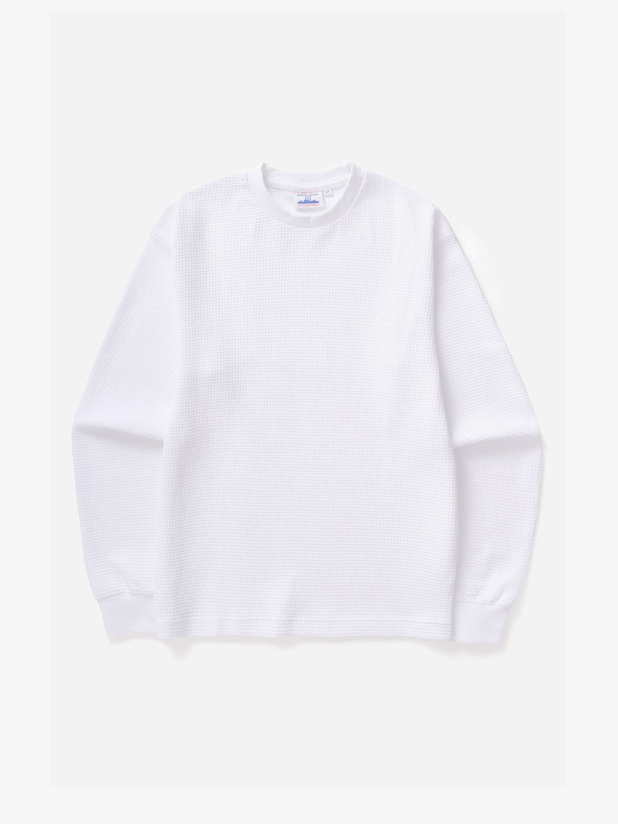 Thermal Waffle Long Sleeve Tee Power Goods white, vue de face