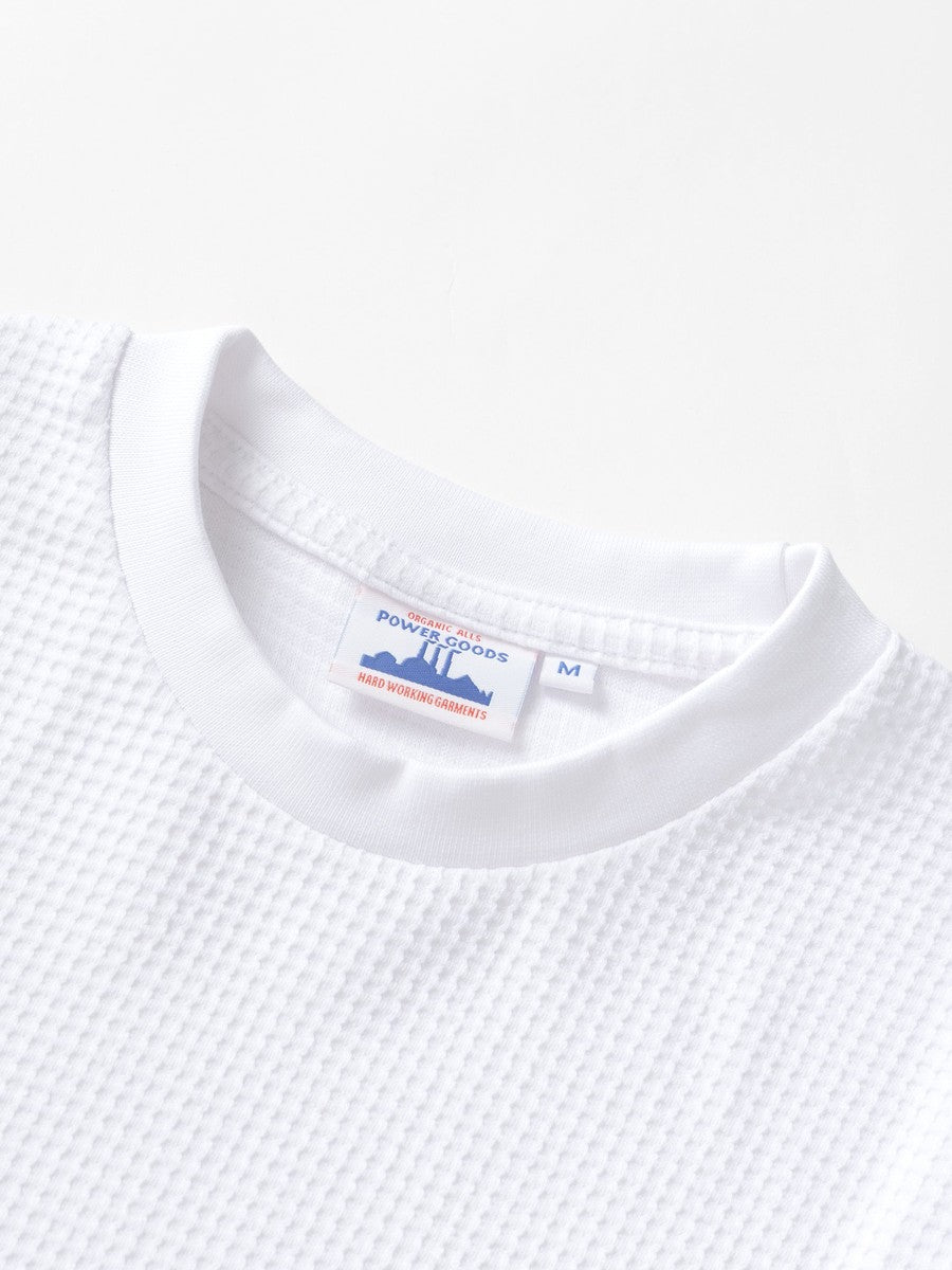 Thermal Waffle Long Sleeve Tee Power Goods white, détail encolure