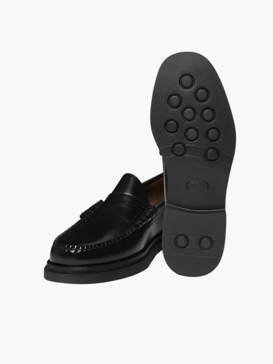 WEEJUN STEP LARSON MOC PENNY - Black G.H.BASS - détail bride et coutures beefroll — photo 3