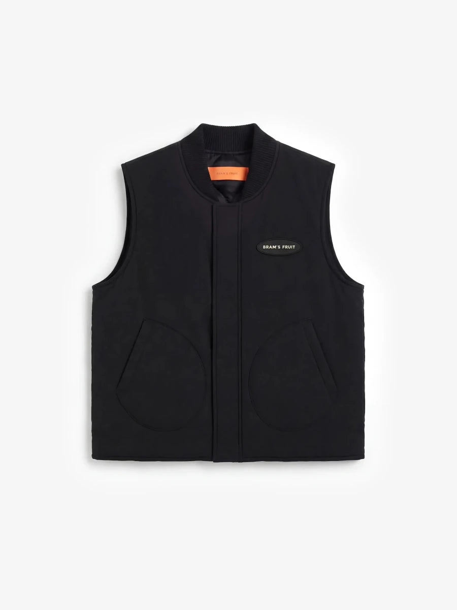 REVERSIBLE PADDED VEST - Black BRAM'S FRUIT - vue de face côté nylon