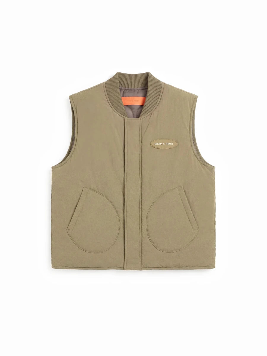 REVERSIBLE PADDED VEST - Olive Green BRAM'S FRUIT - vue de face côté nylon