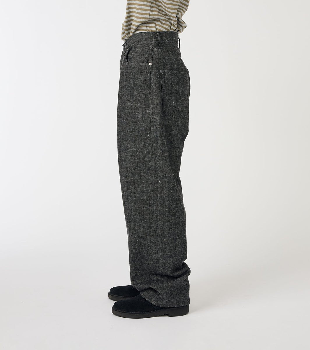 SELVAGE DENIM PANTS - Black NANAMICA - vue de profil portee