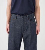 SELVAGE DENIM PANTS - Indigo NANAMICA - detail taille de face