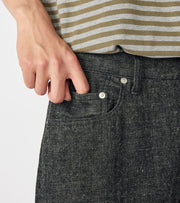 SELVAGE DENIM PANTS - Black NANAMICA - detail cinq poches et rivets