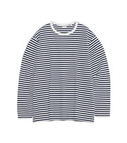 COOLMAX STRIPE JERSEY L/S TEE - Dark Navy x White NANAMICA - packshot de face