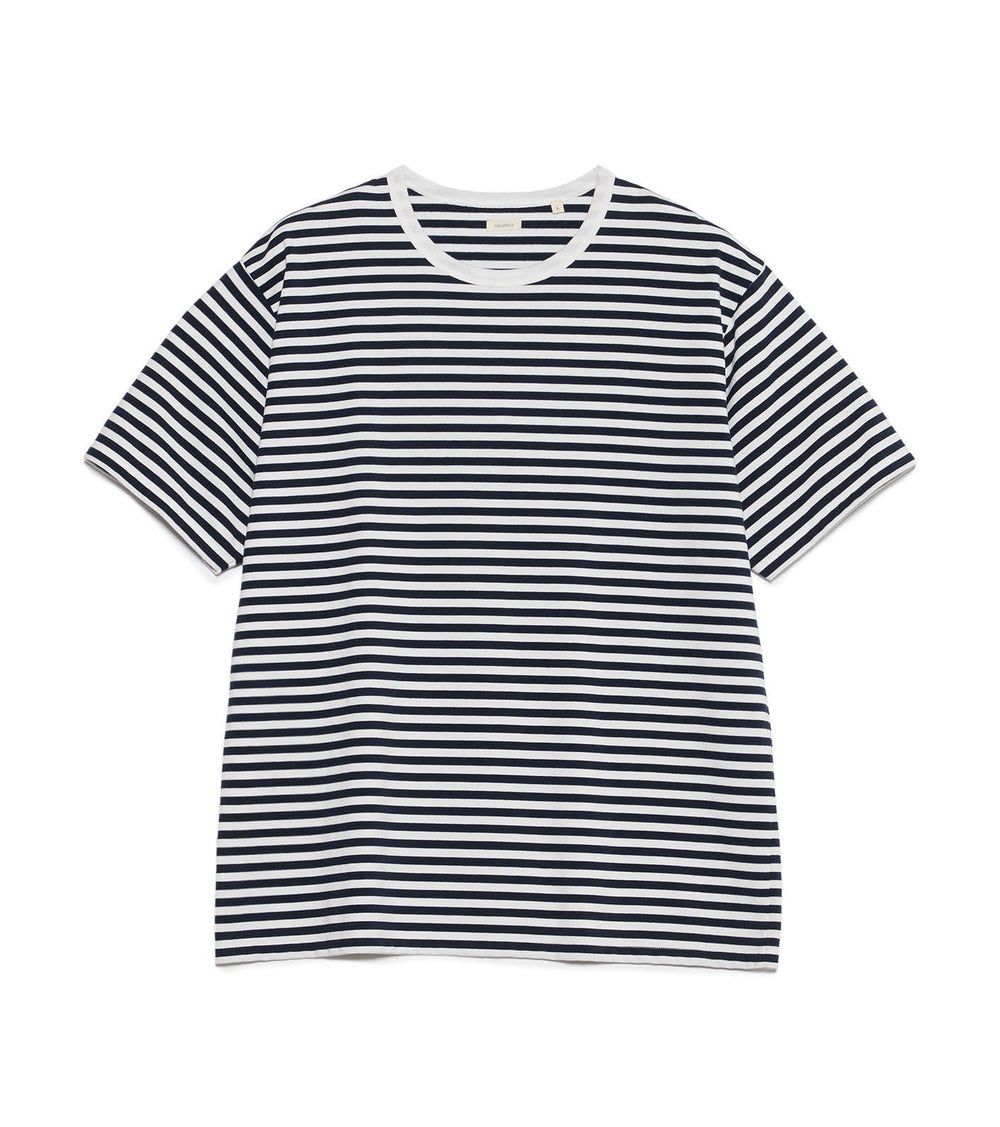 COOLMAX STRIPE JERSEY TEE - Dark Navy x White NANAMICA - packshot de face