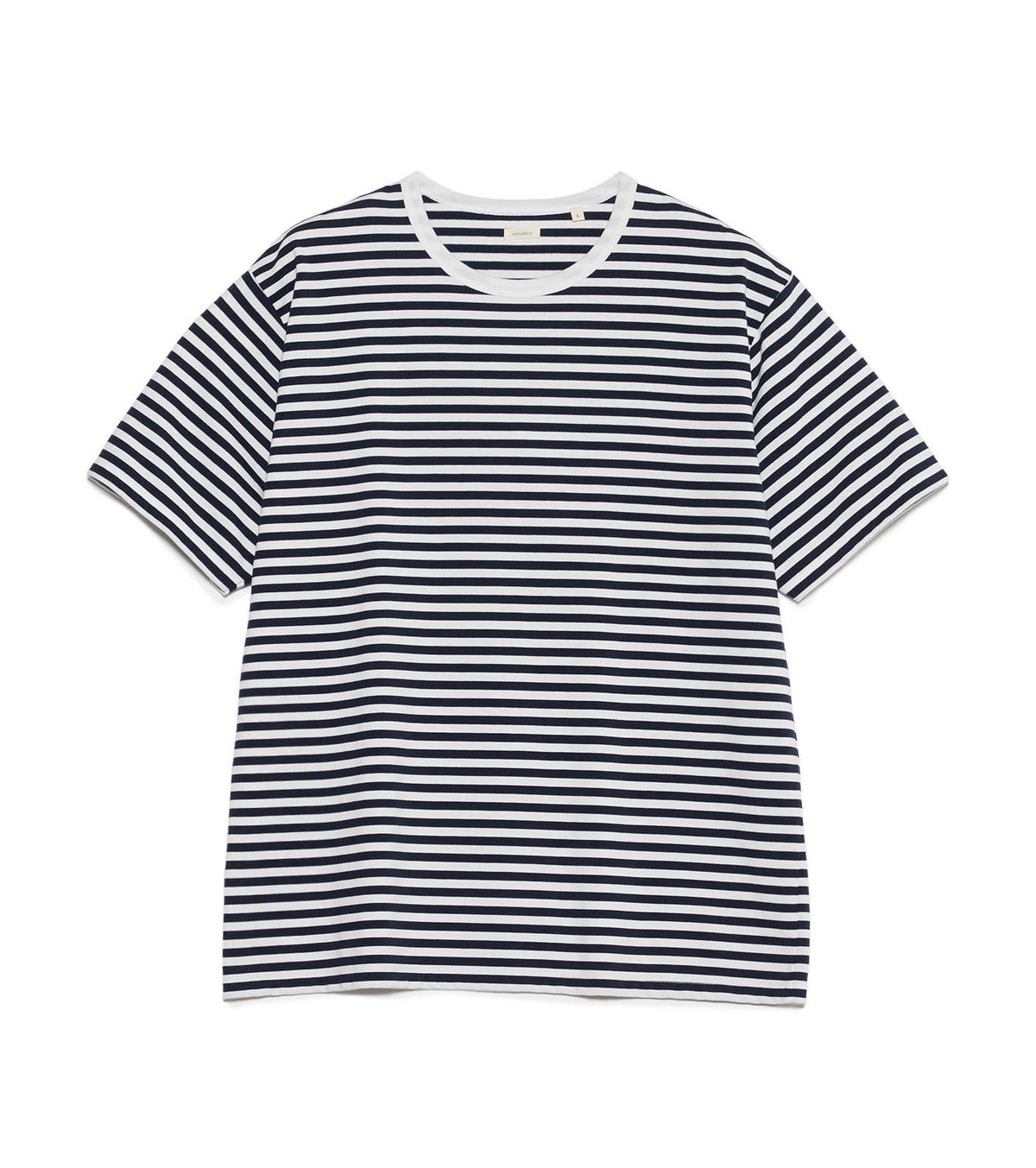 COOLMAX STRIPE JERSEY TEE - Dark Navy x White NANAMICA - packshot de face