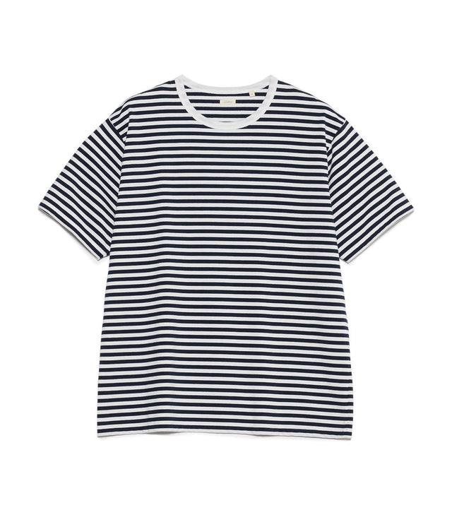 COOLMAX STRIPE JERSEY TEE - Dark Navy x White NANAMICA - packshot de face