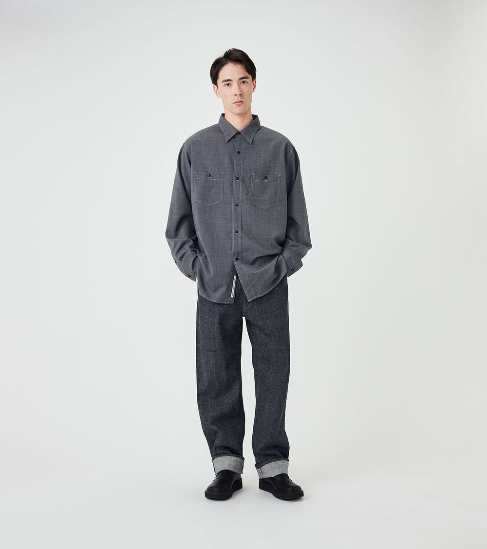 SELVAGE DENIM STRAIGHT PANTS - Indigo NANAMICA - silhouette complete portee