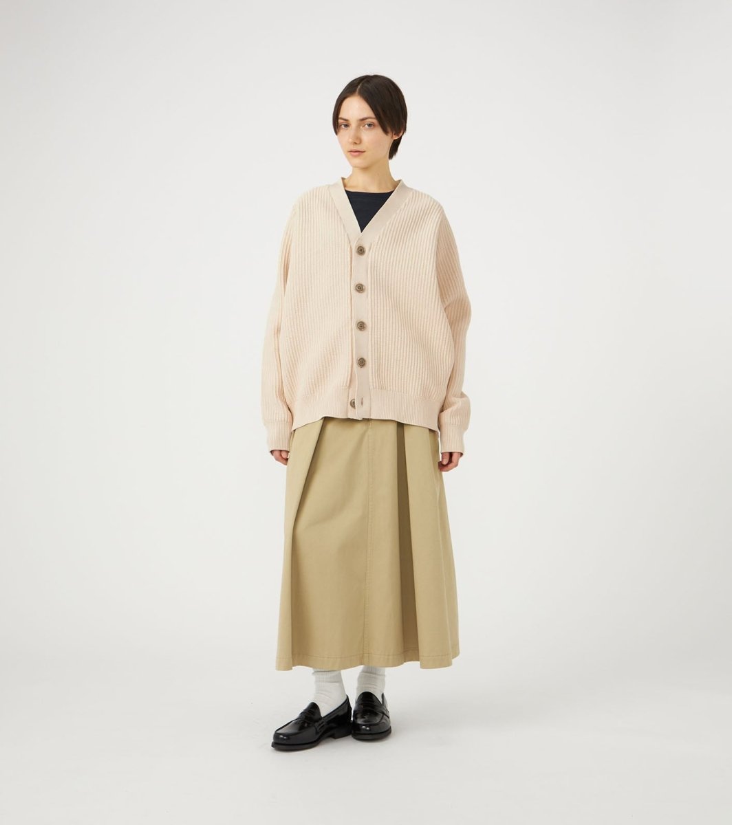 5G KNIT CARDIGAN - Ivory NANAMICA - vue de face portee cardigan ouvert