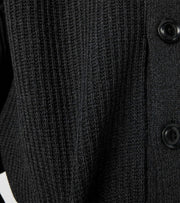 5G KNIT CARDIGAN - Black NANAMICA - gros plan sur le fil lily et la maille jauge 5