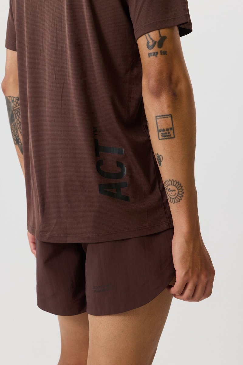 BIOPERF T-SHIRT - Marron ACT RUNNING - vue portée de dos