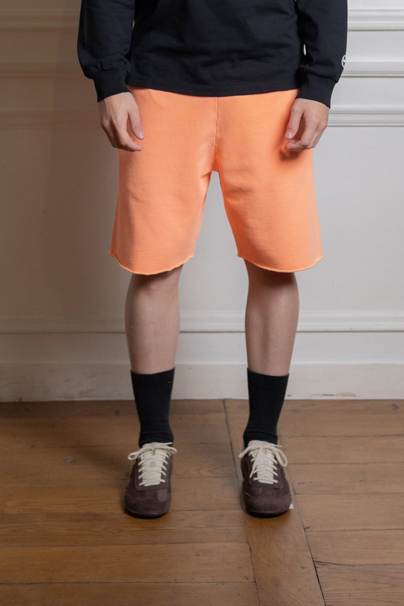Short No Problemo Mini Problemo Sweatshorts coral, vue rapprochée du jersey coton