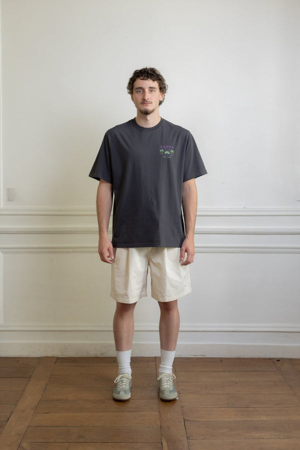 TWO TUCK WIDE HALF PANTS - CREAM