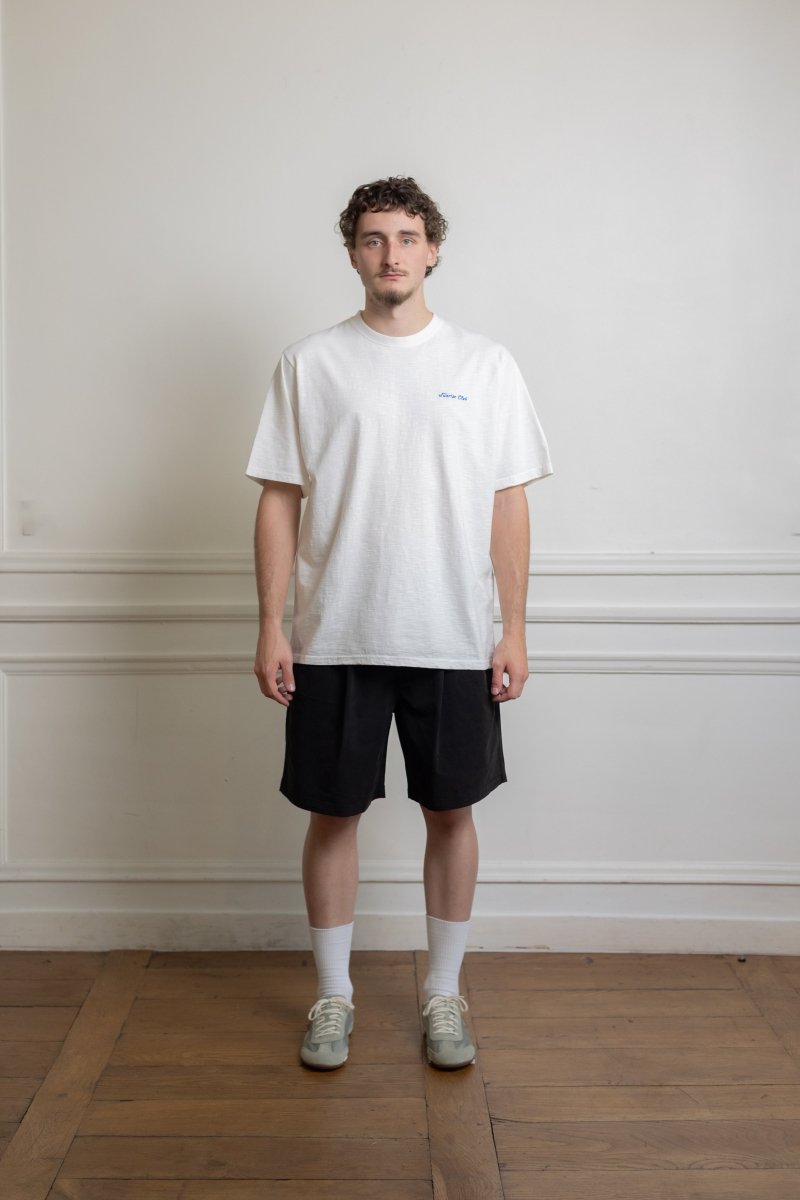 Short noir Kappy Wide CN Half Pants coton-nylon coupe ample relaxed unisexe — photo 1