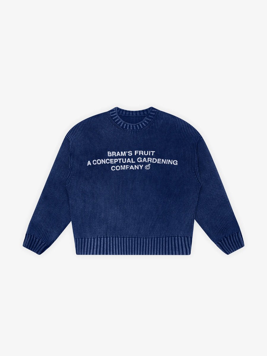 Stamp Knit Bram's Fruit navy, détail artwork stamp