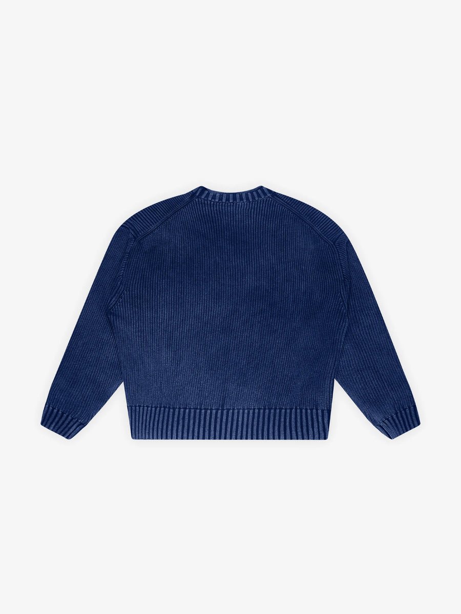 Stamp Knit Bram's Fruit navy, détail col