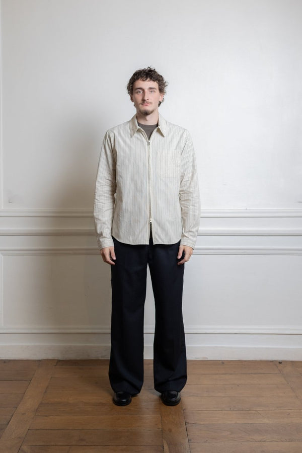 ANOTHER ZIP SHIRT 1.0 JPN, CREAM STRIPE