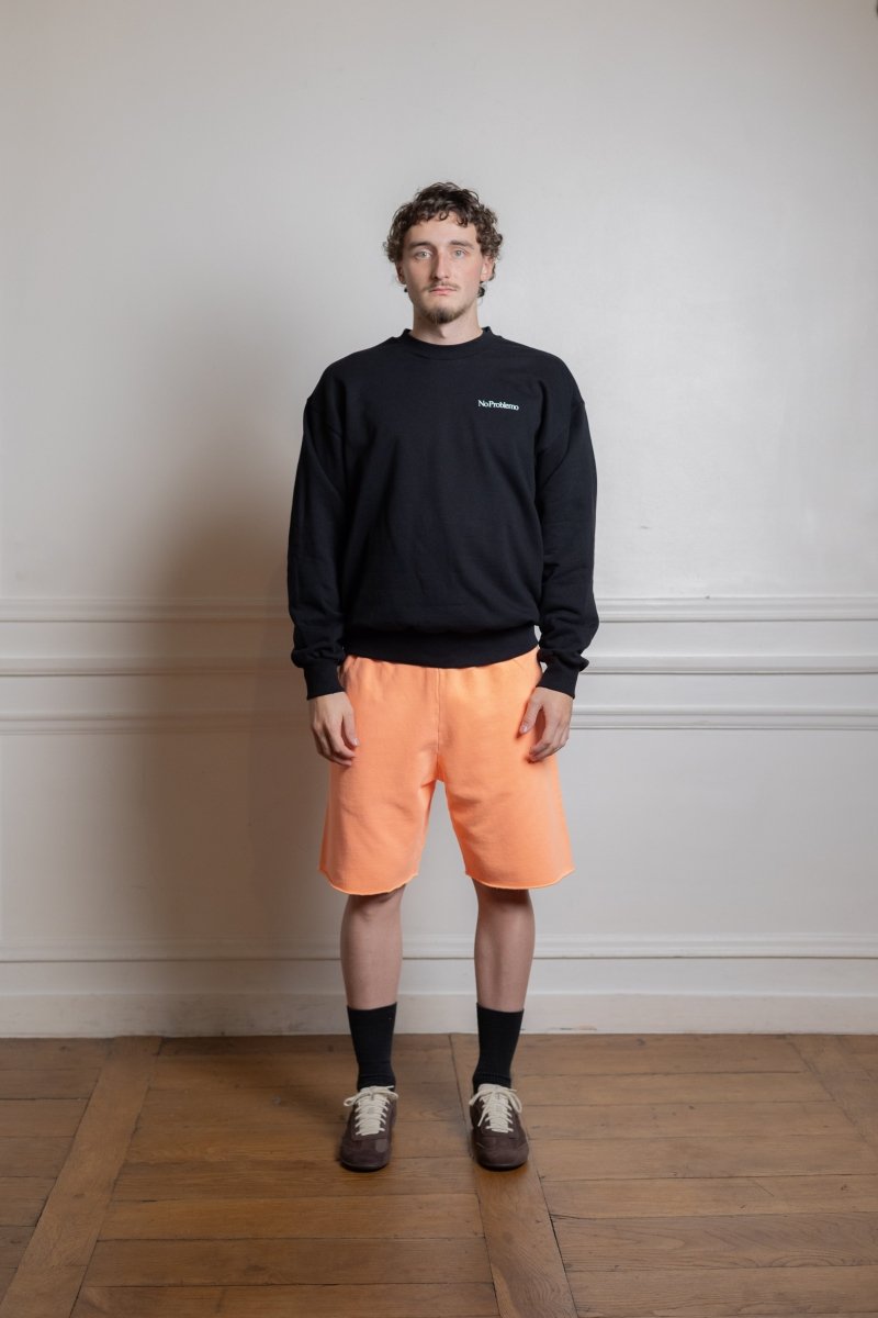 Sweatshirt Aries Mini Problemo noir molleton coton porté de face
 — photo 1