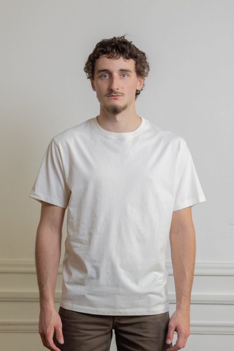 T-shirt Another Aspect 1.0 blanc cassé détail col rond côtelé
Image 