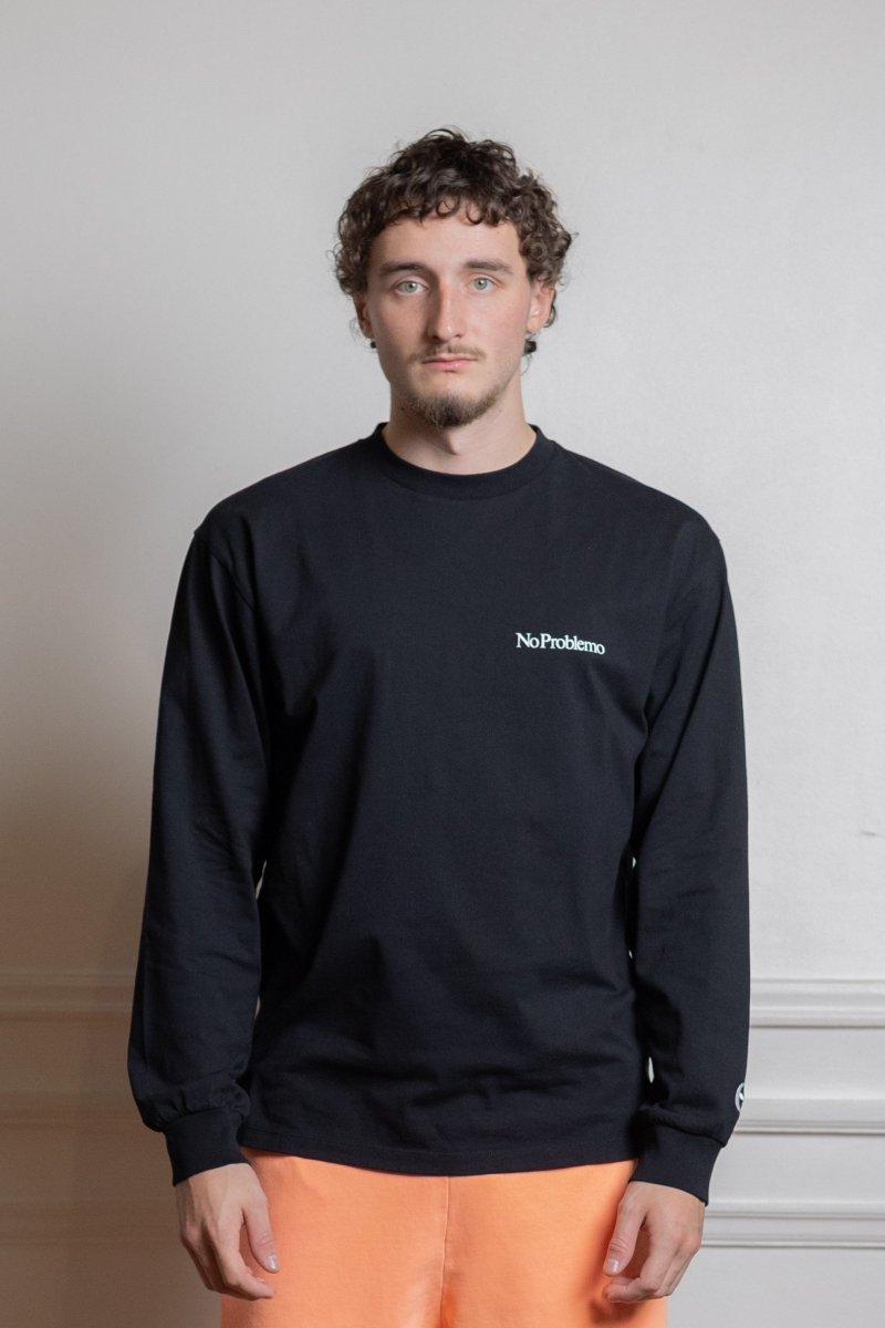 T-shirt No Problemo Mini Problemo Ls Tee noir, vue rapprochée du jersey coton mid-weight — photo 2