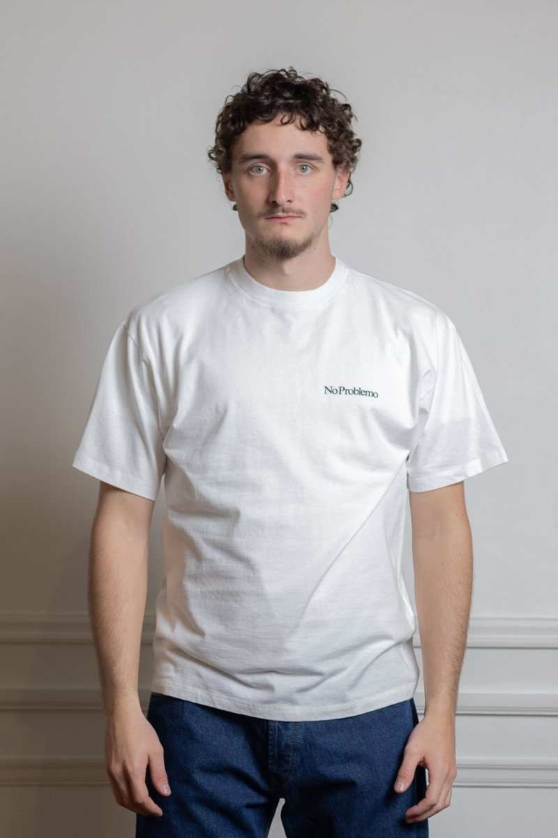 T-shirt No Problemo Mini Problemo Ss Tee blanc, vue rapprochée du jersey coton mid-weight — photo 2