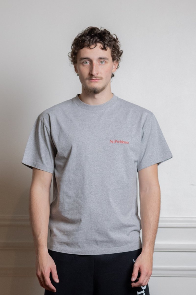  T-shirt No Problemo Mini Problemo grey marl, vue rapprochée du jersey coton chiné
