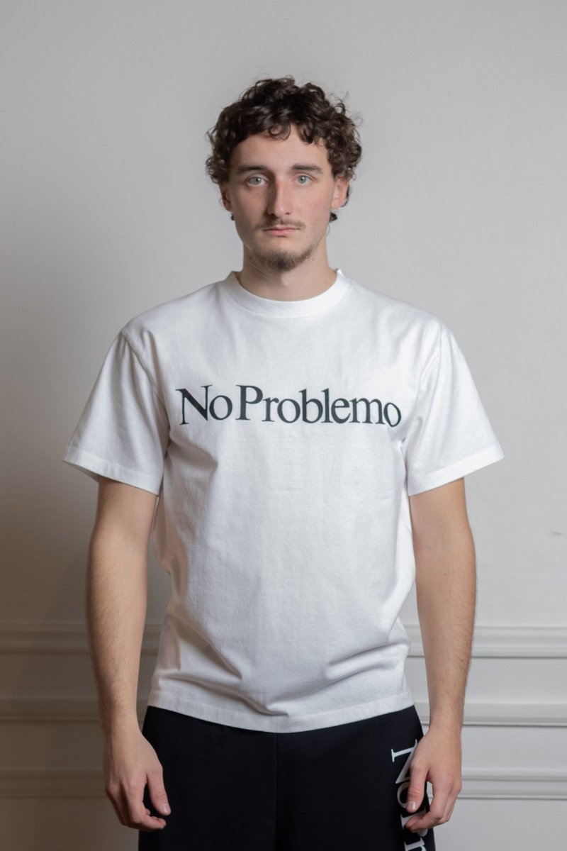 T-shirt No Problemo Ss Tee blanc, vue rapprochée du jersey coton lourd