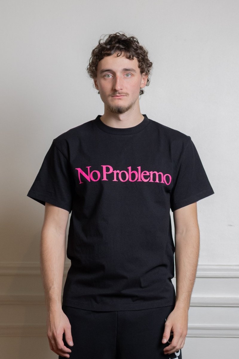 T-shirt No Problemo Ss Tee noir, vue rapprochée du jersey coton lourd — photo 2