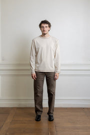 T-shirt manches longues Another Aspect 3.0 gris burnt red coton bio porté de face
Image
