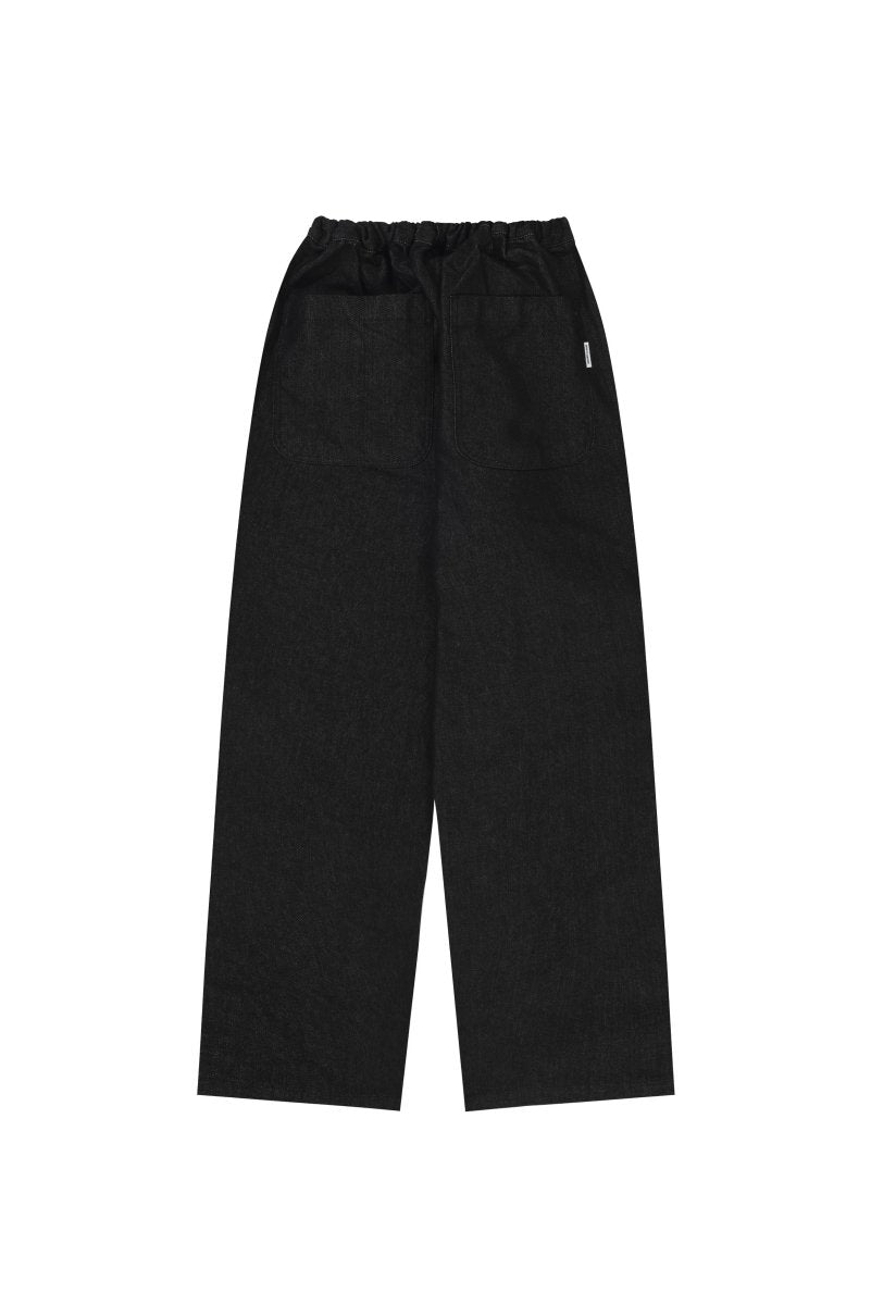 Kappy Two Tuck Wide Denim Pants Black - detail — photo 2